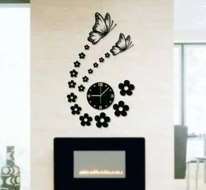 3D Buttery Clock Acrylic Wal Decore
