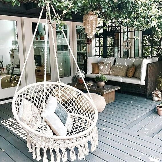 Macrame Hanging Swing Chair Hammock © Ⓢ