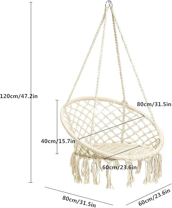 Macrame Hanging Swing Chair Hammock © Ⓢ