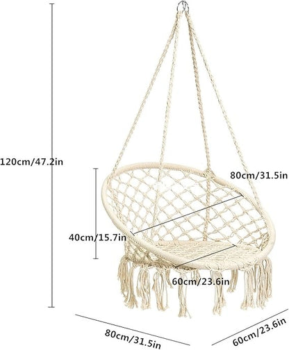 Macrame Hanging Swing Chair Hammock © Ⓢ