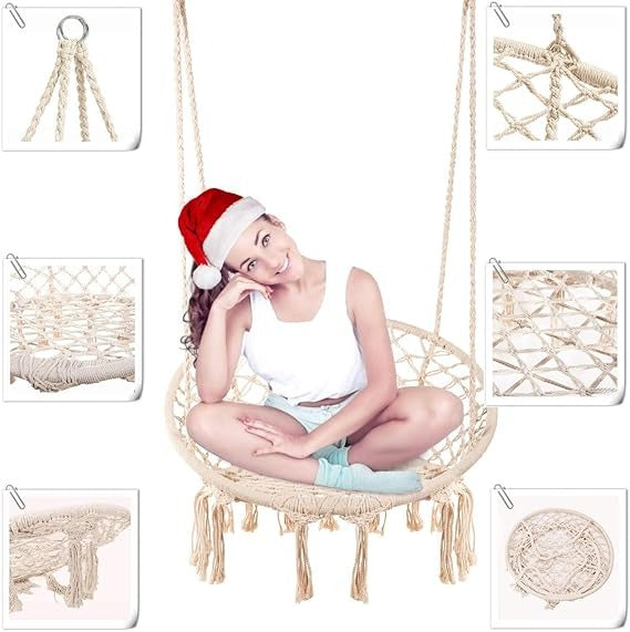 Macrame Hanging Swing Chair Hammock © Ⓢ